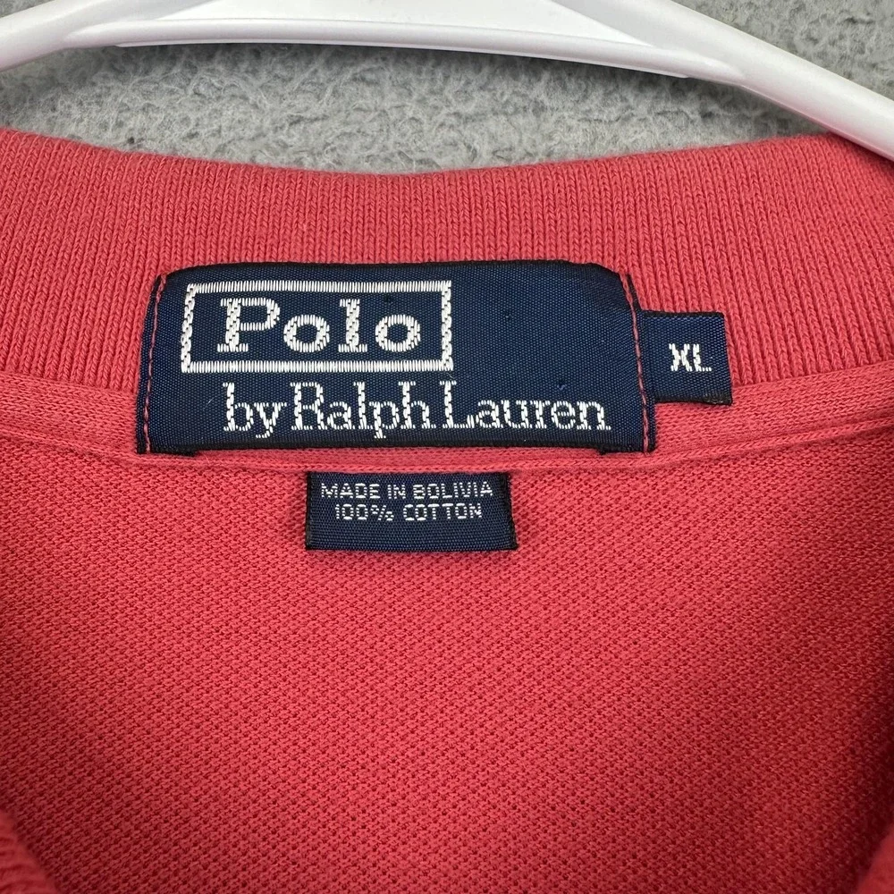 Polo Ralph Lauren Polo Shirt Mens XL Red‎ Blue Striped Cotton Classic Preppy